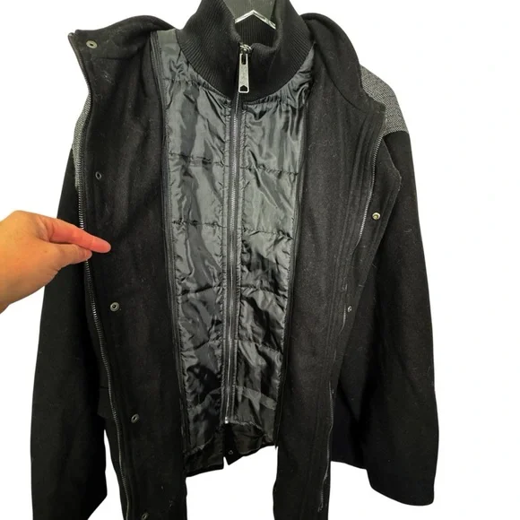 KingSize 2XL BIG Wool Blend Herringbone Multi-Pocket Combat Utility Black Coat